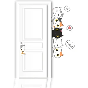 Sticker Sepetim Çocuk Odası Kapı Kenarı Sticker Sevimli Kediler
