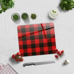 Cam Kesme Tahtası - Cam Kesme Tablası | Ekose Desen | 29cm x 34cm