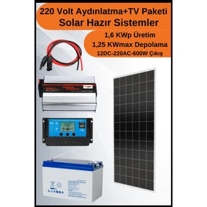 N&D Lighting Tv+Aydınlatma Trenta Mono Solar Paket 220 Volt-1,6kwp