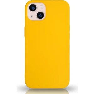 Case World Apple iPhone 13 Mini Silikon Kılıf Altı Kapalı Içi Kadife Lansman Arka Kapak  - Sarı