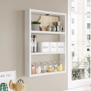 Pera 3'lü Duvar Rafı Mutfak Banyo Rafı Beyaz Pr1-W