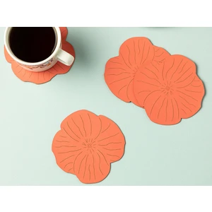 English Home Blossom Suni Deri 4'lü Bardak Altlığı 10 cm Açık Pembe