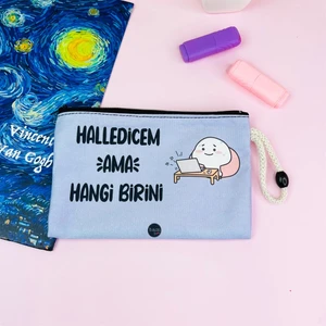 Hediye Ofisi Halledicem Ama Hangi Birini Tasarımlı Kalemlik Bez Cüzdan