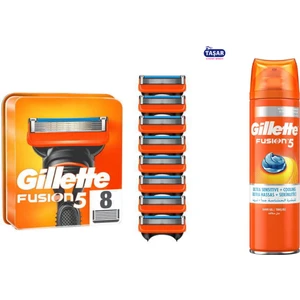 Fusion 8'Li Yedek Tıraş Bıçağı Yeni Karton Paket+Fusion Jel 200ml