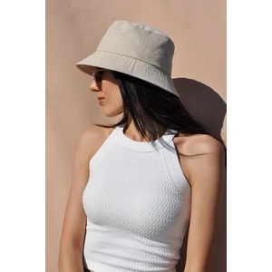 Düz Bej Kova Şapka Balıkçı Şapka Bucket Hat