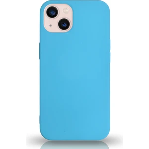 Caseart Apple iPhone 13 Silikon Kılıf Altı Kapalı Içi Kadife Lansman Arka Kapak  - Açık Mavi