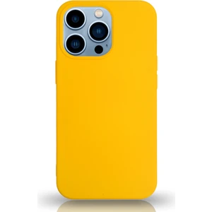 Caseart Apple iPhone 13 Pro Max Silikon Kılıf Altı Kapalı Içi Kadife Lansman Arka Kapak  - Sarı
