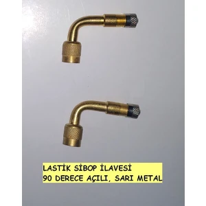 Lastik Sibop Ilavesi 90 Derece Açılı Sarı Metalden, Kıvrımdan Sonra 4cm Boyu