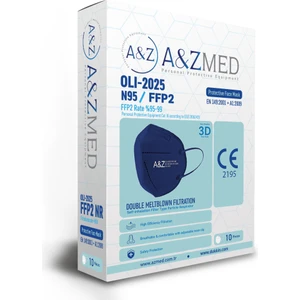A&z Med N95/FFP2 Maske Telli ve Tek Tek Paketli 10 Adetlik 1 Kutu - Toplam 10 Adet Maske - Lacivert