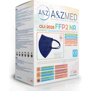 A&z Med Ffp2 N95 Çocuk Maskesi Telli ve Tek Tek Paketli 20 Adetlik 1 Kutu - Mavi