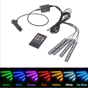 Araç Içi Ayak Altı Sese Vve Müziğe Duyarlı Rgb 12 Led Kumandalı -Çakmak Girişli