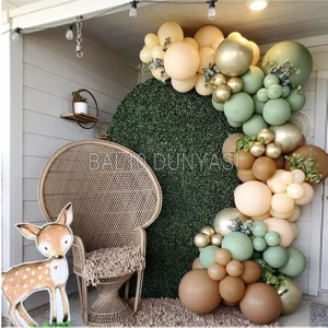 Krom Gold Küf Yeşili Karamel ve Ten Rengi Balon Zinciri 50 Adet+5 mt Balon Zinciri