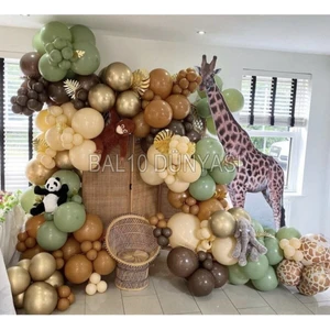 Best Parti Krom Gold Küf Yeşili Karamel Çikolata Kahve ve Ten Rengi Balon Zinciri 50 Adet+5 mt Balon Zinciri