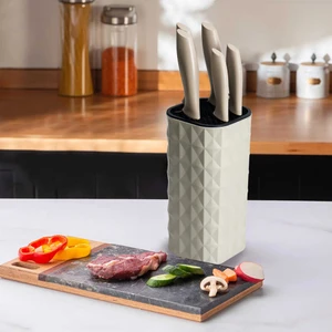 CKR2870 Akrilik Plastik Standlı 6 Parça Bıçak Seti Krem