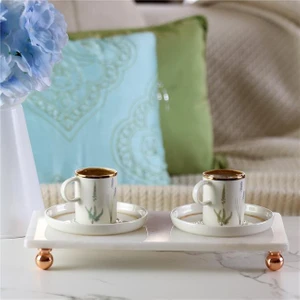 Mermer Beyaz 30 x 15 cm Rose Gold Boncuk Ayak Sunumluk