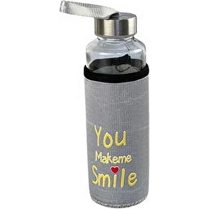 Lüx Cam Keten Kılıflı Matara Make Me Smile  400 ml