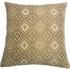 Pillows Store Geometrik Çiçek Desenli Safran Kırlent Kılıfı 45 x 45 cm.