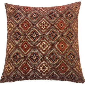 Pillows Store Geometrik Çiçek Desenli Kiremit Kırlent Kılıfı 45 x 45 cm.