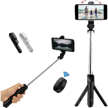 Else Nippon Siyah Bluetooth Kumandalı Selfie Çubuğu - Monopod - Tripod Vlog Telefon Tutucu -