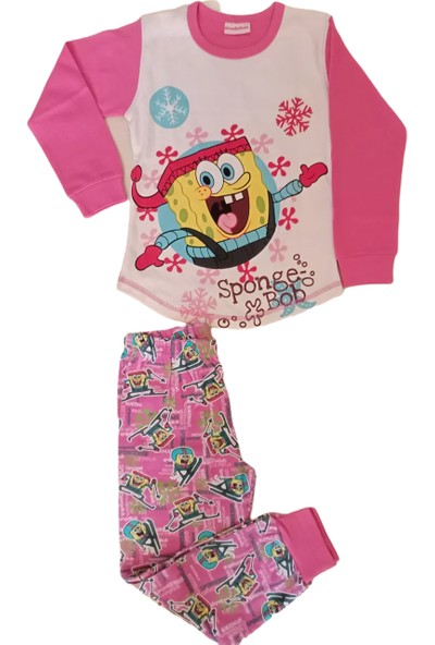 Nickelodeon Desenli Uzun Kolu Pantolonlu Kız Çocuk Pijama Takımı, 5 - 6 Yaş, Pembe