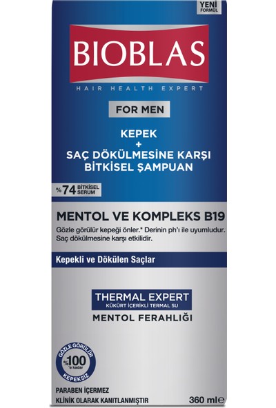 Bioblas Kepek ve Dökülmeye Karşıtı ŞAMPUAN(MENTOL+B19 KOMPLEX)360 ml