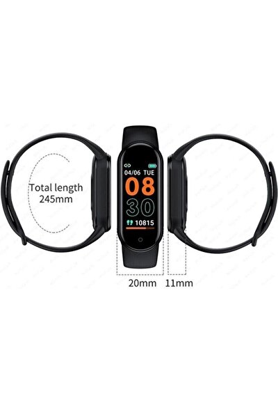 Torima Smart Watchh Band M6 Akıllı Bileklik Spor Modlu Full Fonksiyon Akıllı Saat Siyah
