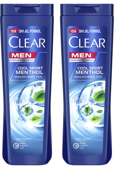 Clear Men Kepeğe Karşı Etkili Şampuan Cool Sport Menthol Ferahlatıcı Mentol Etkisi 325 ml X2 Adet