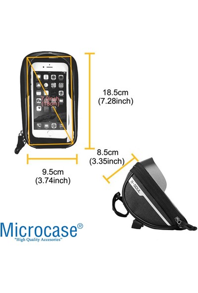 Microcase Universal Su Geçirmez Bisiklet Motosiklet Telefon Tutucu Fermuarlı Çanta - AL2796