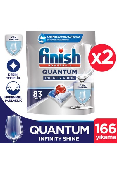 Finish Quantum Infinity Shine 166 Kapsül Bulaşık Makinesi Deterjanı Tableti (83X2)