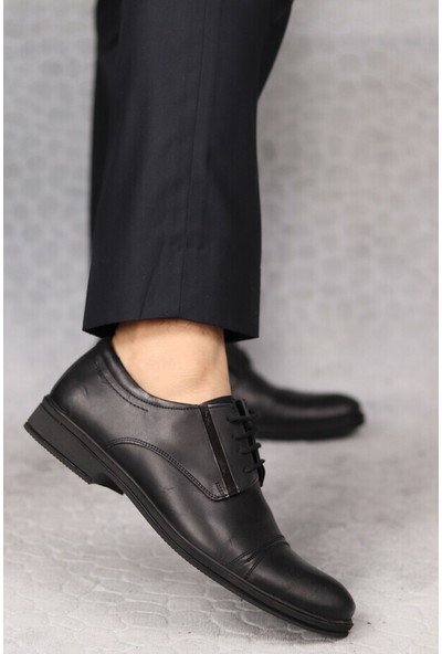 Rego Erkek Siyah Hakiki Deri Günlük Klasik Ayakkabı