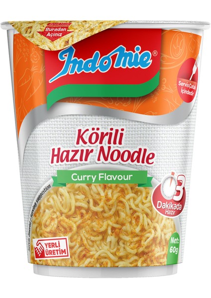 Indomie Köri Çeşnili Hazır Bardak Noodle (60 G)
