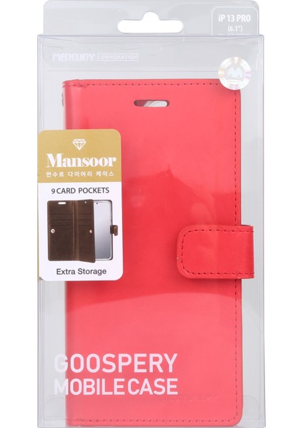 Mansoor Deri Kılıf Apple iPhone 13 Pro Red (Yurt Dışından)