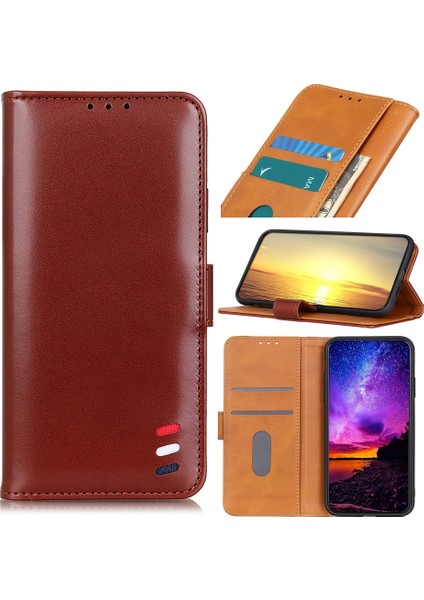 3 Renkli Inci Doku Deri Kılıf Apple İphone 13 Pro Brown (Yurt Dışından)