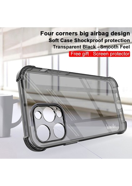 Apple İphone 13 Pro Için Her Şey Dahil Hava Yastığı Tpu Kılıfı Transparent Black (Yurt Dışından)