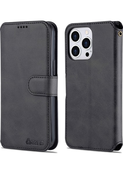 Buzağı Doku Deri Kılıf Apple iPhone 13 Pro Black (Yurt Dışından)