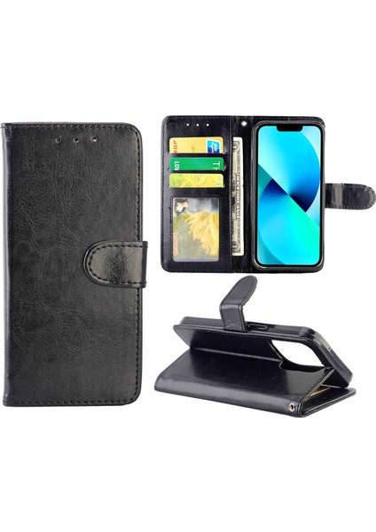 Çılgın At Dokusu Deri Kılıf Apple İphone 13 Pro Black (Yurt Dışından)