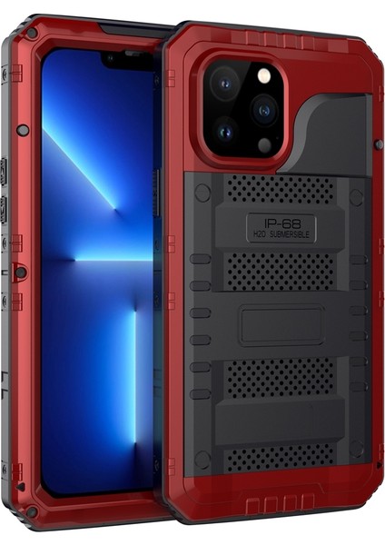 Metal + Silikon Telefon Kılıfı Apple İphone 13 Pro Red (Yurt Dışından)