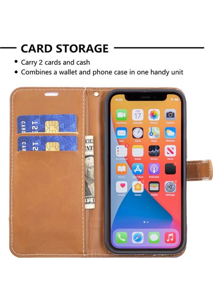 Apple İphone 13 Pro Için Denim Doku Deri Kılıf Purple (Yurt Dışından)