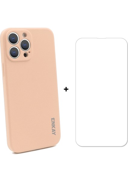 Silikon Kılıf + Cam Koruyucu Apple iPhone 13 Pro Pink (Yurt Dışından)