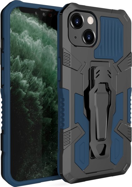 Makine Zırhı Savaşçı Kılıf Apple İphone 13 Pro Mavi (Yurt Dışından)