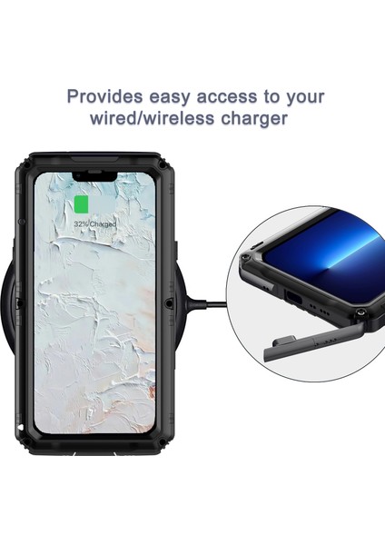 Metal + Silikon Telefon Kılıfı Apple İphone 13 Pro Black (Yurt Dışından) fırsatları