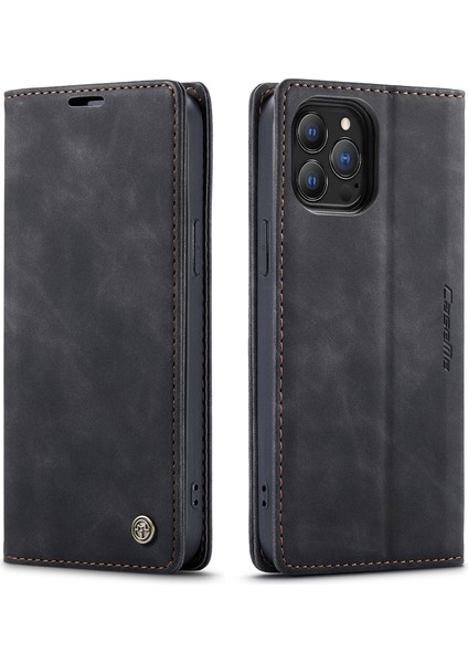 CASEME-013 Apple iPhone 13 Pro Için Deri Kılıf Black (Yurt Dışından)