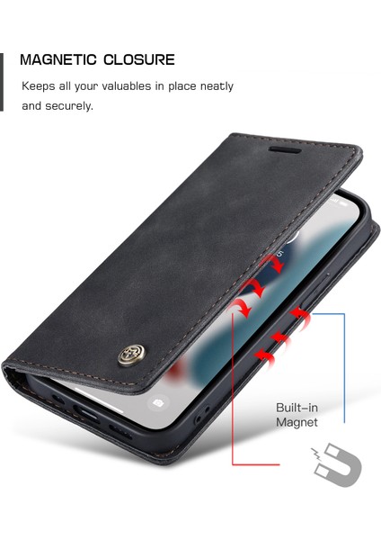 CASEME-013 Apple iPhone 13 Pro Için Deri Kılıf Black (Yurt Dışından)