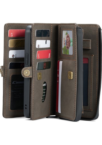 CASEMA-018 Apple iPhone 13 Pro Için Ayrılabilir Deri Kılıf Brown (Yurt Dışından)