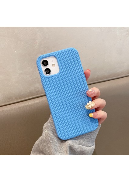 Apple İphone 13 Pro Için Herringbone Doku Silikon Kılıfı Cornflowerblue (Yurt Dışından)