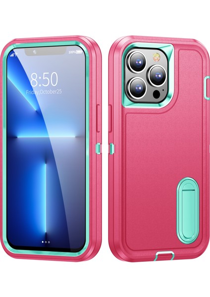 3 In 1 Inguged Tutucu Kılıf Apple İphone 13 Pro Pink + Blue (Yurt Dışından)