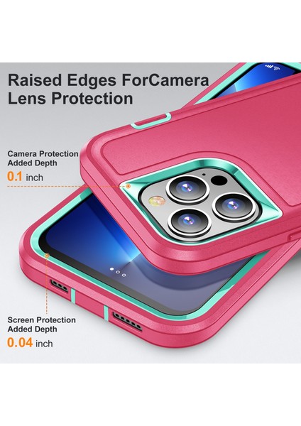 3 In 1 Inguged Tutucu Kılıf Apple İphone 13 Pro Pink + Blue (Yurt Dışından)