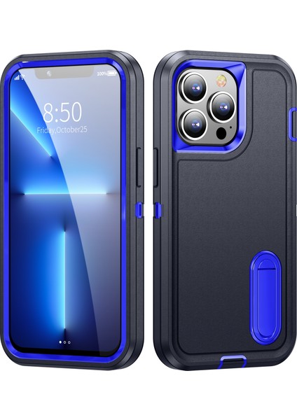 3 In 1 Inguged Tutucu Kılıf Apple İphone 13 Pro Dark Blue+Sapphire Blue (Yurt Dışından)