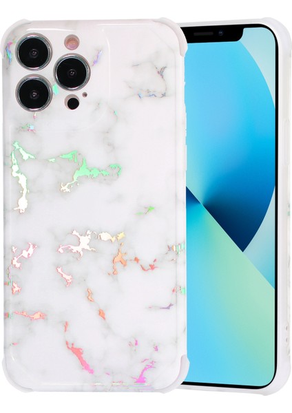 Apple İphone 13 Için Lazer Mermer Tpu Telefon Kılıfı Pro White (Yurt Dışından)
