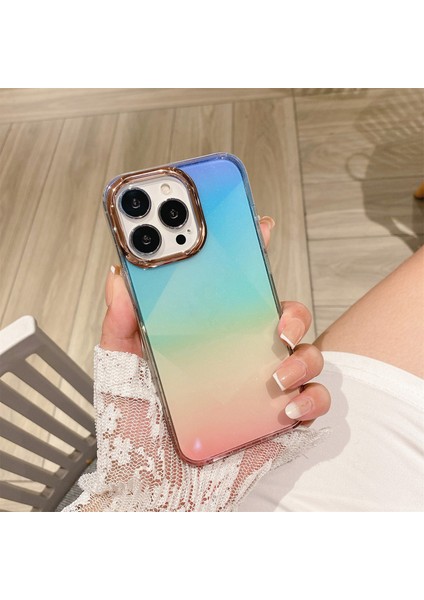 Apple İphone 13 Pro Için Leke Degrade Durumda Gradient Blue Pink J9 (Yurt Dışından)